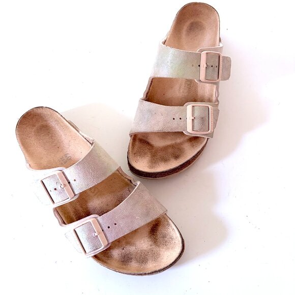 Birkenstock Arizona Iridescent Light Rose Sandals - Picture 1 of 5